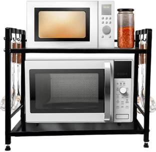 GREEN TOUCH Two Self with 8 hook Kitchen Oven Holder Stand,OTG Microwave Oven Rake Stand Iron Kitchen Trolley