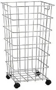 Indian Decor 3180 Spacing Movable Laundry Basket On Wheels/Wire Basket Wheels/Laundry Basket Iron Kitchen Trolley