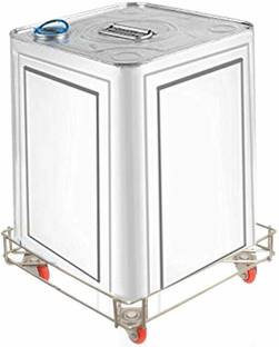 Spacekeeper Oil Container Trolley Oil Can Moving Stand Dabba Trolley Tin Box Trolley Stainless Steel Kitchen Trolley