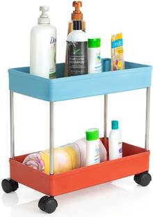 KAVIRA Fruit and Vegetable Storage Basket Trolley for Home Organizer Stand Plastic Kitchen Trolley