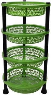 Collectrio 4Layer Multi-purpose Kitchen Storage Basket Kitchen Rack Potato,Vegetables Tray Plastic Kitchen Trolley
