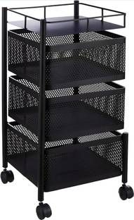 Cinura Kitchenware Square Design Kitchen Trolly Storage Rack Use Office & Bedroom Multi-Purpose use Iron Kitchen Trolley