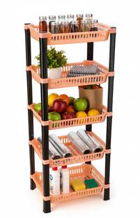 Mitoxi Multi-Layer Kitchen Organizer Stand for Vegetables, Fruits & Essentials Plastic Kitchen Trolley