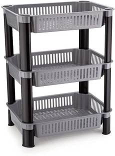 Mahadev Kart Vegetable Stand Plastic Kitchen Trolley