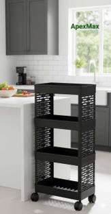 ApexMax SuparMax Multipurpose 4-Tier Floor Mount Shelf Kitchen Organizer Rack Plastic Kitchen Trolley