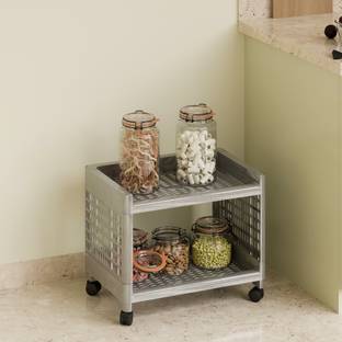 Marmik 2 Layer Multipurpose Storage Rolling Cart with Wheels For Office, Home, Plastic Kitchen Trolley