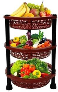 Philocaly Enterprise Vegetable fruit Plastic Round Kitchen Trolley Plastic Kitchen Trolley