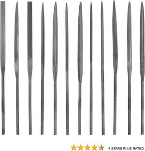 Luxuro File Needle (Set Of 12 Pcs) In Plastic Pouch 14 Cm Superior Knife Sharpening Steel