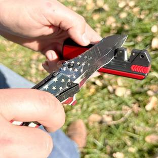 Kickzu 7-in-1 Pocket Knife Sharpener Survival Tool - for Knives, Scissors, Blades Knife Sharpening Steel