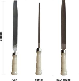 AMB PVC Handle Set of 3 File Flat, Half Round, Round 6 Inch Knife Sharpening Steel