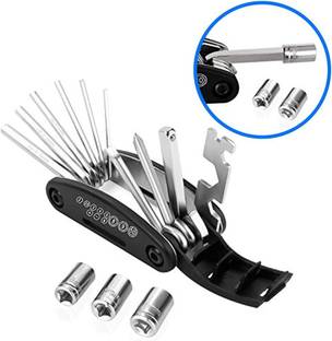 Manogyam Multi-Functional 15-In-1 Bicycle Repair Tool Kit Portable Foldable Multi Tool