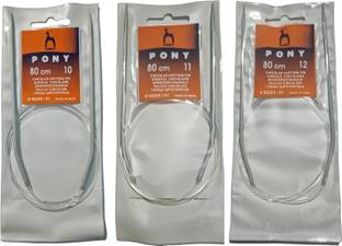 HIMMU'S FASHION HUB Pony Aluminium 80 CM Circular Needles No. 10, 11 ,12 Knitting Pin