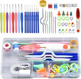 Gemsy Crochet Hook Needle Set, 52pcs Ergonomic Sewing Knitting Knitting Pin