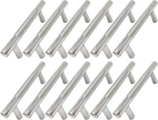 Life Vision Premium Quality Cabinet / Drawer / Cupboard Handles 202 Stainless Steel Heavy H Two Ton Type Size 4 Inch Pack of 12 Piece Include Screws Steel Cabinet/Drawer Handle