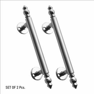 MLS 8 Inch Pull-Push Handle - Stainless Steel Door Handle (Silver Pack of 2) Stainless Steel Door Handle