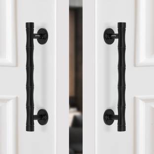 Plantex Door Handle/Main Door Handle/8 Inch Pull-Push Handle - Pack of 2 (S-140, Black) Stainless Steel Door Handle