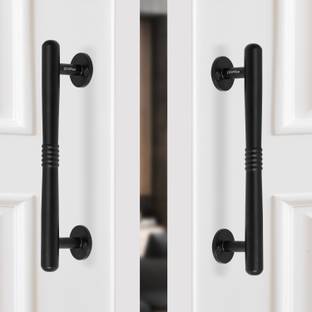 Plantex Main Door Handle/8 Inch Pull-Push Handle/Door Handle - Pack of 2 (Black) Stainless Steel Door Handle