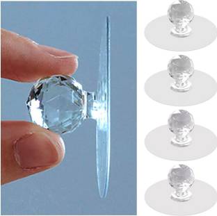 Porquepine Clear Cabinet Drawer Knobs, Diamond Crystal Self-Adhesive Push Pull Helper Plastic, Crystal Cabinet/Drawer Handle