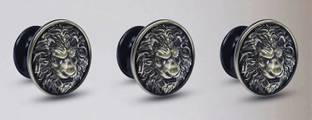 Plantex Lion Face Cabinet Drawer Knob Handle/Round Drawer Pulls and Knobs(Brass-Antique) Zinc Cabinet/Drawer Handle