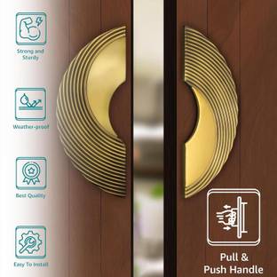 Plantex 8-inches Round Shaped Door Handle for Pull and Push (277- Brass Antique & PVD) Zinc Door Handle