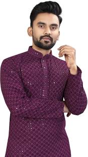 LYPLO Men Embellished Straight Kurta
