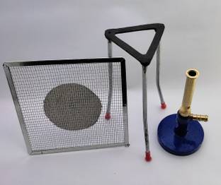 moolenterprises laboratory Bunsen burner with tripod stand and wire gauge (set of 3) Laboratory Bunsen Burner