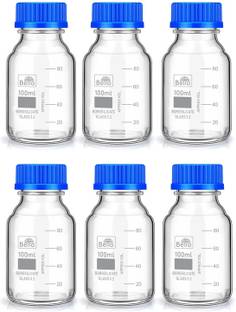 Bello Borosilicate Glass reagent bottle 100ml with leak proof Blue Screw Cap pack of 6 Laboratory Dropper Bottle