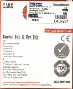 LARK Glass Cuvette 1 ML Pair Pathlength 10 mm , Standard Cell with Frosted Wall & lid Cuvette