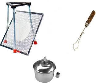 Apex Labs Tripoid Stand With Wire Mesh, Sprit Lamp SS and Test Tube Holder (COMBO 4) Laboratory Tripod Stand