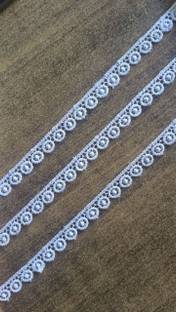 AKSHALI Goli White Lace Border for Saree,Dress,Kurtis,Dupatta,Craft,Suit (9 Mtr) Lace Reel