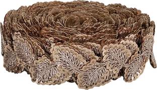 Woven Lace K-355811-RGold 1.25 Inch Sequins Floral Zardosi Lace For Lehenga, Dupatta, Dress| Size: 9 Yards Lace Reel