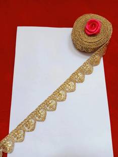 Balar 1005 Sewing Embroidery Lace Border Golden for Sarees Dress Lehenga choli kurti 9Mtr Lace Reel