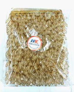 mk creation Crystal lace Awesome Crystal latkan lace gold color for duppta blouse ND other (4mtr packing) Lace Reel