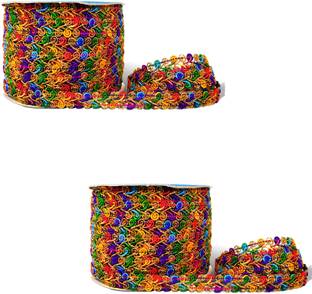 De-Ultimate CWG0402-01 (RL-12995) Pack of 2 (1.2cm X 18 Mtr) Multicolor Jalebi Gota Trim Fancy Saree Lace Border Lace Reel