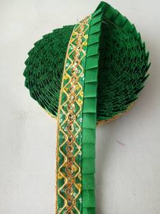 Khodu Bandhani Green Frill & Gotapatti Lace for Suits, Sarees, Decoration 9 mtr Lace Reel