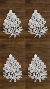 AKSHALI B3 White Gpo Lace Butta/Patches for Saree,Dress,Kurtis,Dupatta,Craft,Suit (4 Pcs) Lace Reel