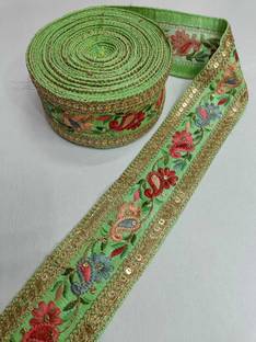 DEEP'S CREATION Lace Trim saree and Dupatta Border Decorative ( 9 Meter x 2 Inch) (Light Green) Lace Reel