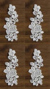 AKSHALI B2 White Gpo Lace Butta/Patches for Saree,Dress,Kurtis,Dupatta,Craft,Suit (4 Pcs) Lace Reel