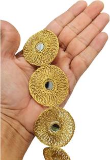 Balar Gold Sewing Mirror Laces Borders Material for Saree Dress Blouses Gota Patti Trim Border Lace For Lehenga Cholis Embellishments and Craft,(4,Mtr Lace Reel