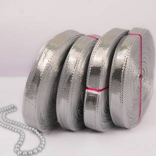 Dulhan GTA_SLV_08 0.8 cm Wide Silver Ribbon Polyester Gota Lace Border for Dresses & Decoration Lace Reel