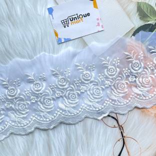 uniquemart Beautiful White Lace Border, Cotton Lace Border, White Lace Design, Net Lace Border, White Organza Lace, White Colour Lace (White/5Mtr) Lace Reel