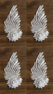 AKSHALI B1 White Gpo Lace Butta/Patches for Saree,Dress,Kurtis,Dupatta,Craft,Suit (4 Pcs) Lace Reel