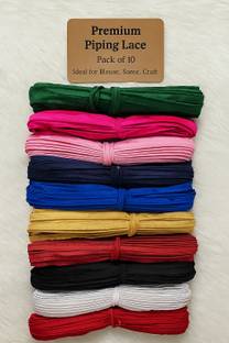 Zoitgiest Premium Quality Piping Lace Pack Of 10 Color Each 9 Mtr (Total 90 Mtr) Thread Piping Lace Reel