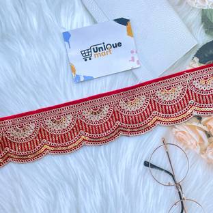uniquemart Red Lace Border, Velvet Lace Border, Red Colour Lace, Red Lace Border For Saree (Red/9Meter) Lace Reel
