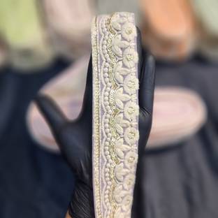 Mohan Shoppe LKLC0013B Pastel Shades Lucknowi Laces with Net base Lace Reel