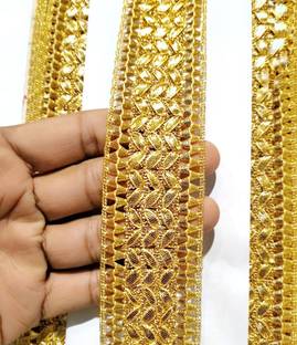 Lacesnmore Lace broad gota pati Designer ,Golden Lace saree / blouse / lehanga border Lace Reel