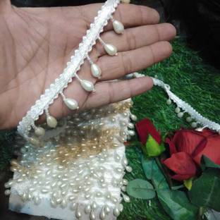 DIARA DIVARAcream lace with beautiful hanging design. (Pack of 4meter , Width=30mm) Used in multi-purposes Lace Reel