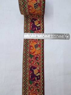 Varni Lace Border 3 inch &9 Mtr Multicolor Designer Jacquard Lace Border For Saree Lace Reel