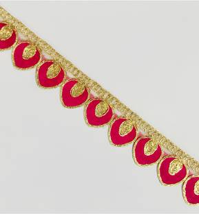 Chahat Lace Gold zari and Pink Colour Laces Borders Material Embroidery work Border Dress Lehenga Dupatta choli Palazzo Anarkali kurti craft Pink & Gold Lace Reel