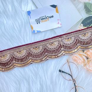 uniquemart Maroon Lace Border, Velvet Lace Border, Border Lace For Saree, Blouse Lace Design, Maroon Colour Lace, Maroon Lace Design (Maroon/9Meter) Lace Reel